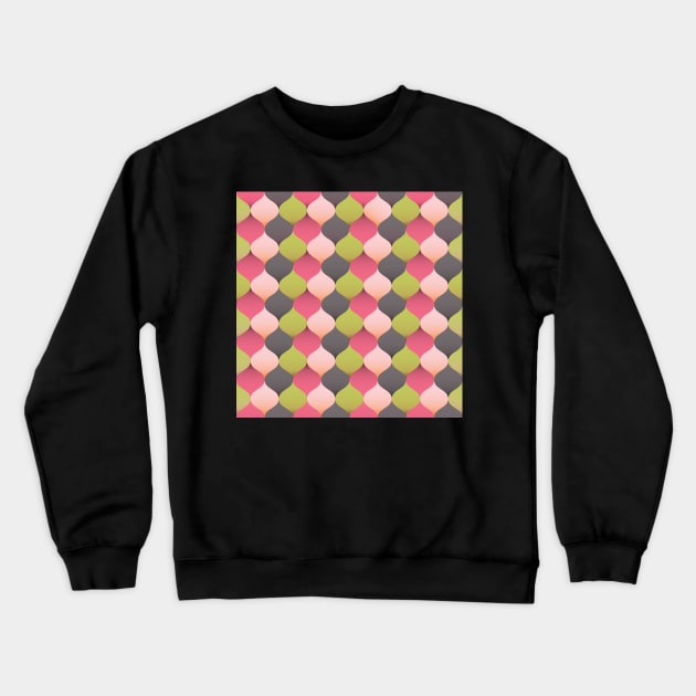 Checkered pattern in flamingo pink, lime green and grey Crewneck Sweatshirt by IngaDesign